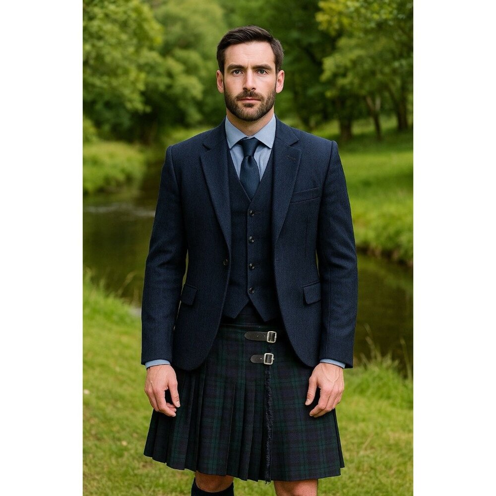 Scottish-style Tartan Kilt SZ 44 Plaid Dual Buckle‎ Clan Festival Highland Skirt